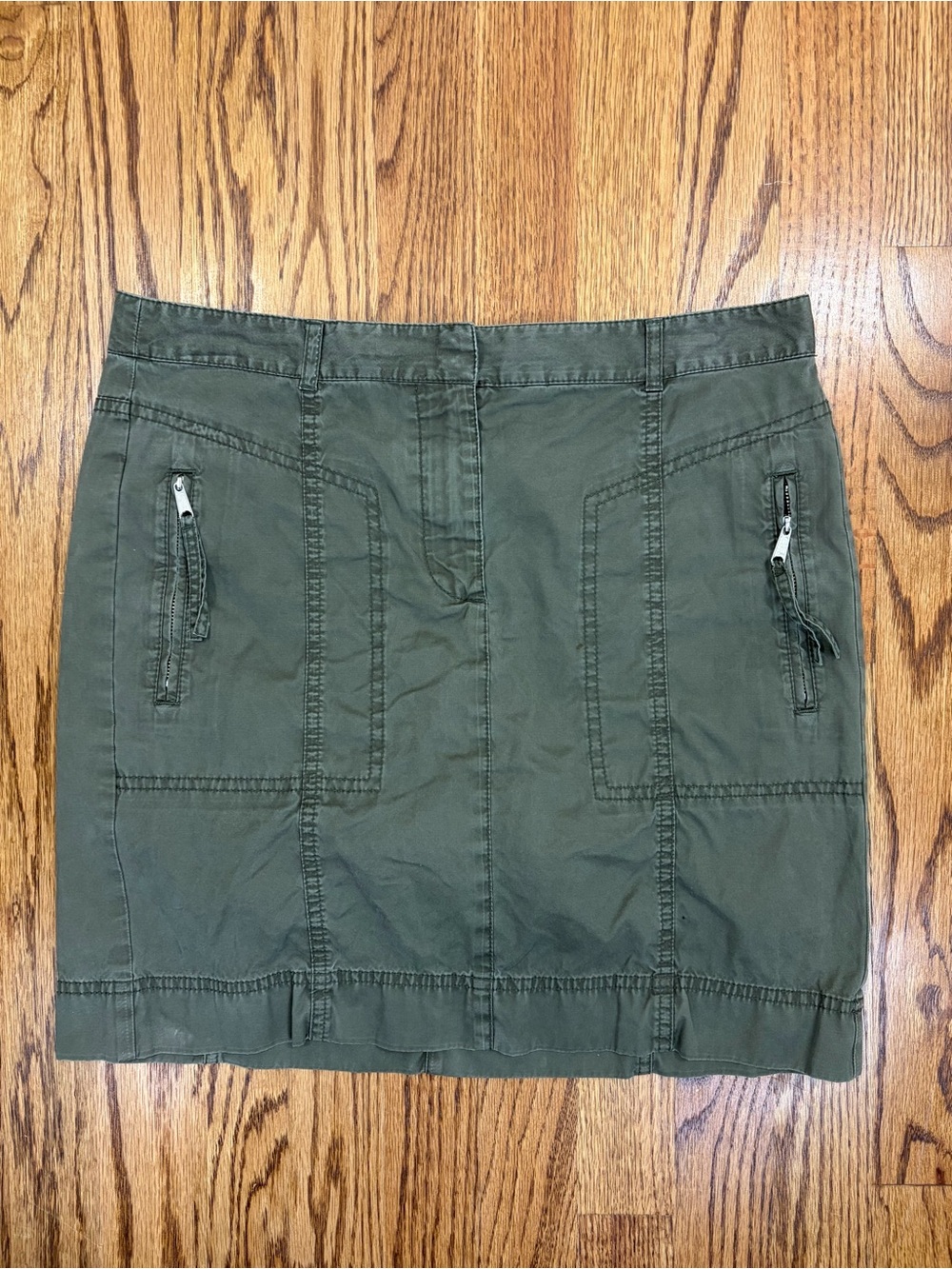 LOFT Olive Green Utility Mini Skirt (6)